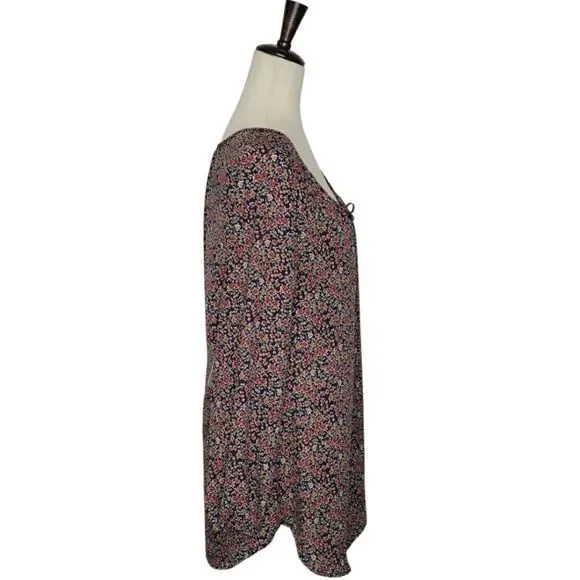 Living Doll Floral Patterned Scoop Neck Tie Long Sleeve Boho Tunic Top Size L - Picture 2 of 6